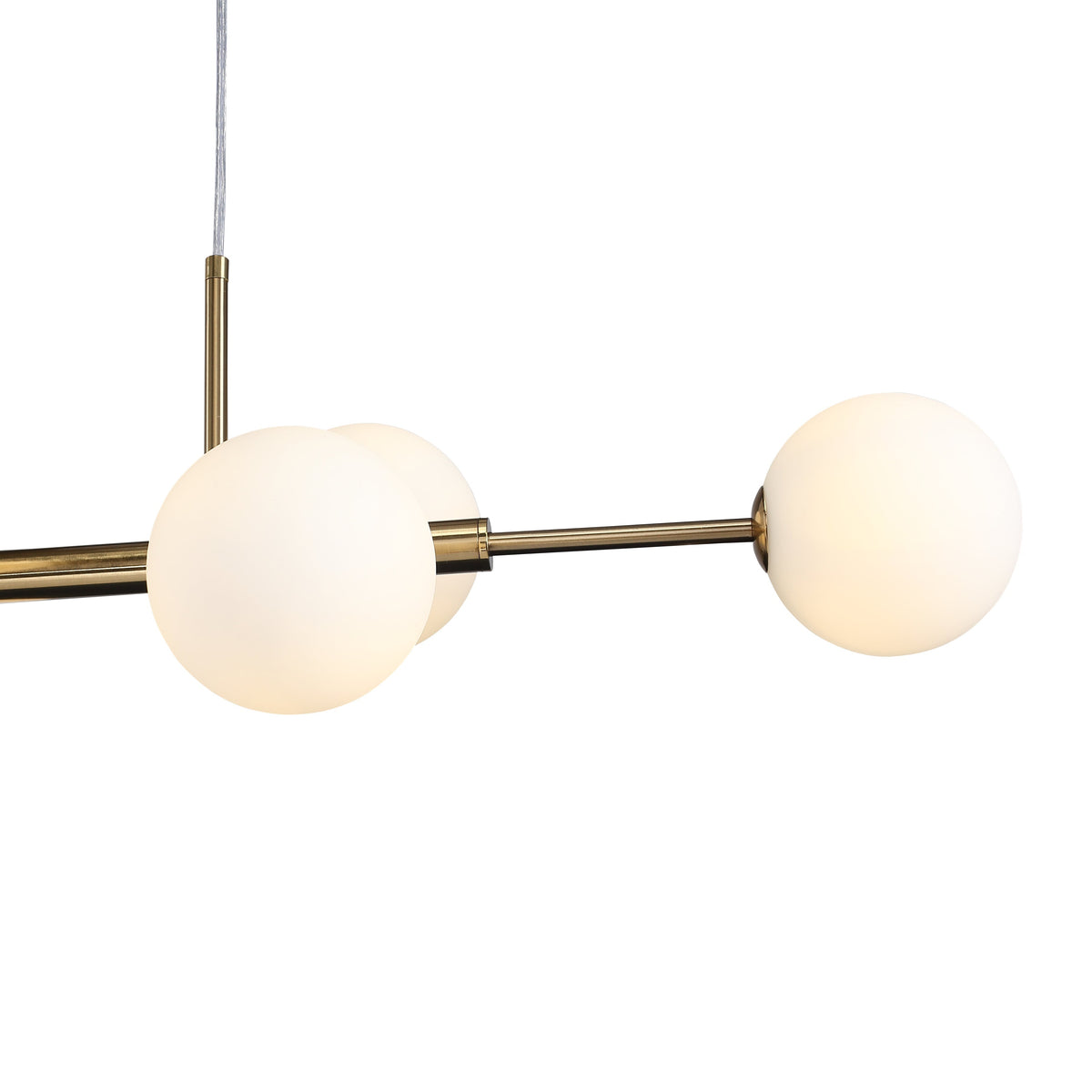 Seti Lange Hanglamp 	Geborsteld Messing/Opal