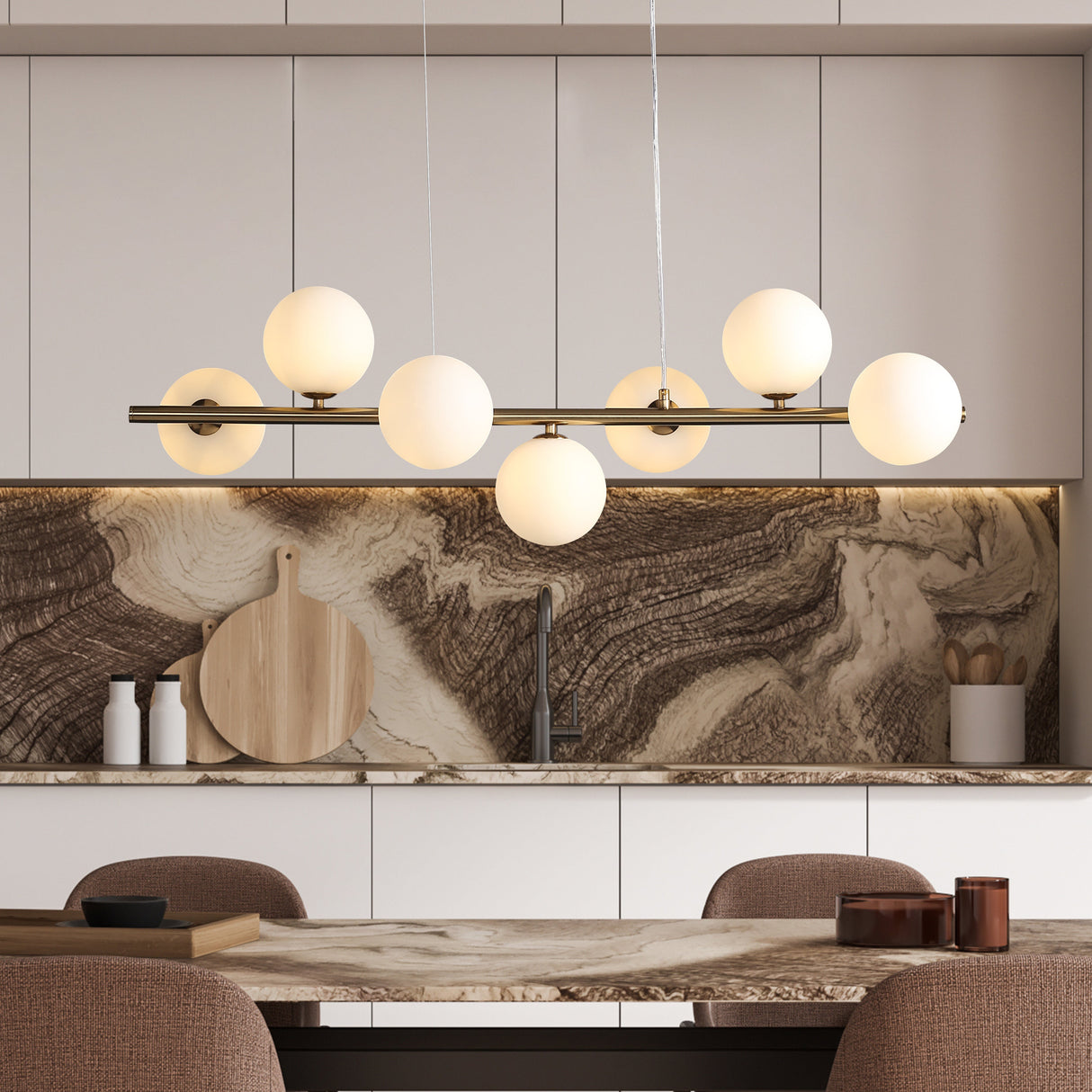 Bubbles Lange Hanglamp 90cm Opal