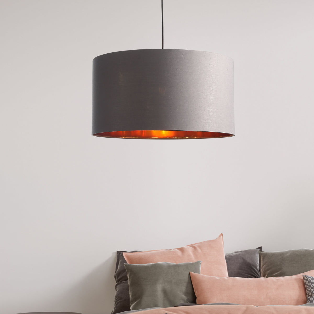 Drum Hanglamp Ø50 Grijs/Messing