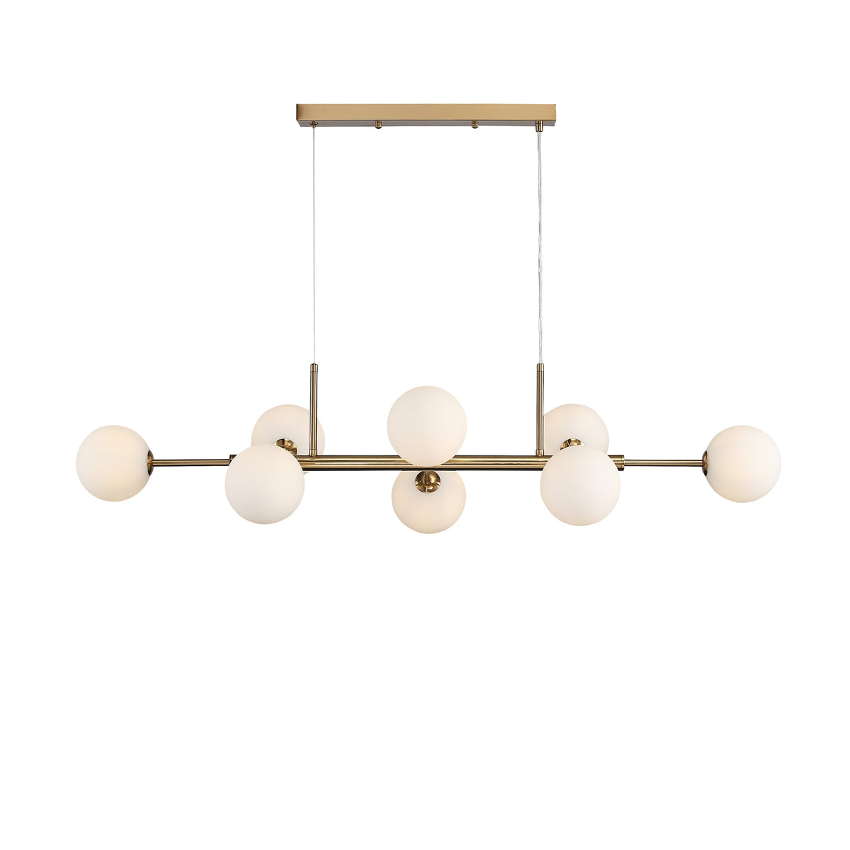 Seti Lange Hanglamp 	Geborsteld Messing/Opal