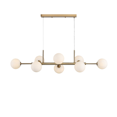 Seti Lange Hanglamp 	Geborsteld Messing/Opal