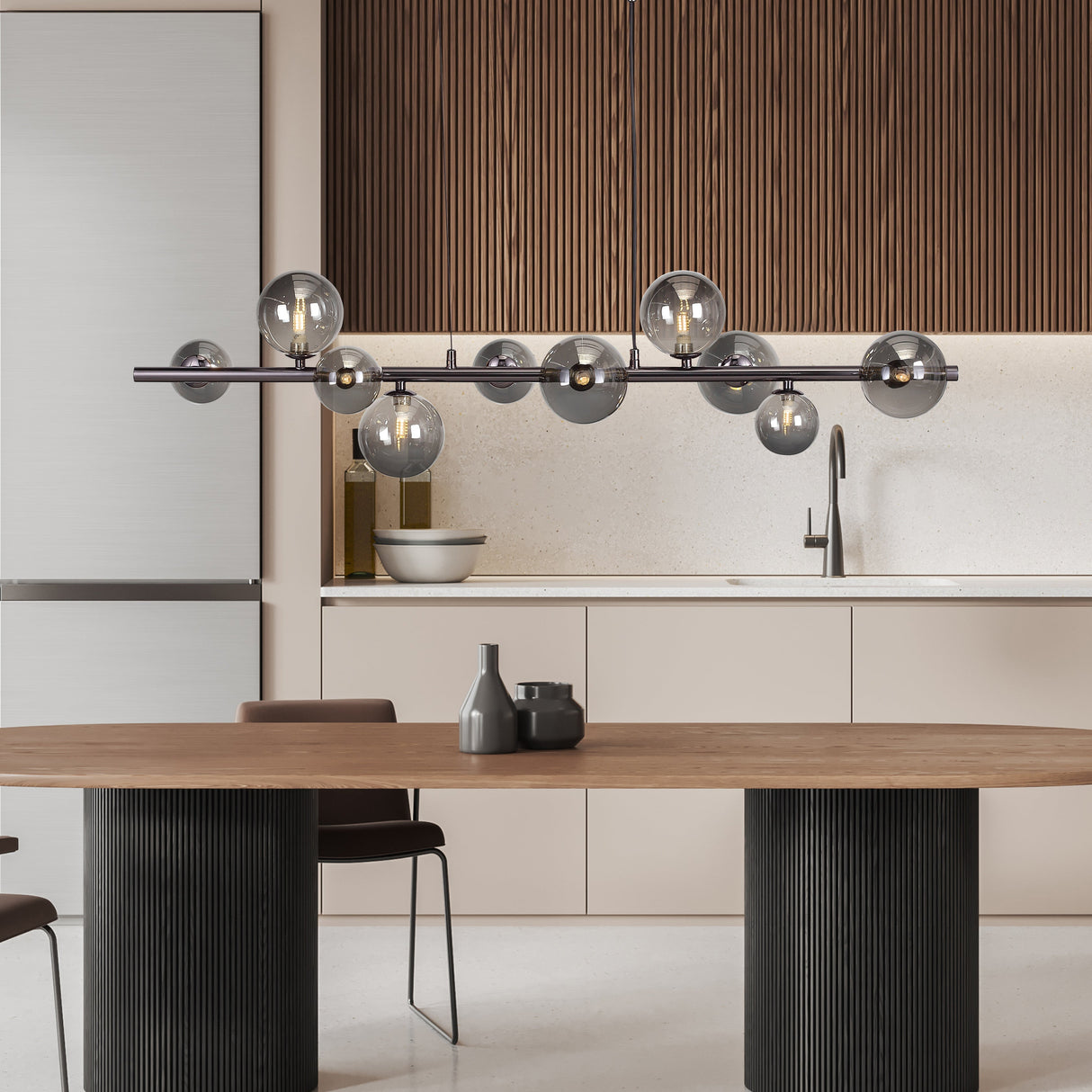 Valencia Lange Hanglamp Zwart Titanium/Zwart