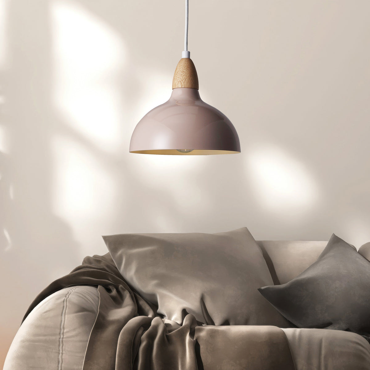 Oak Hanglamp Ø19 Glossy Beige Pink