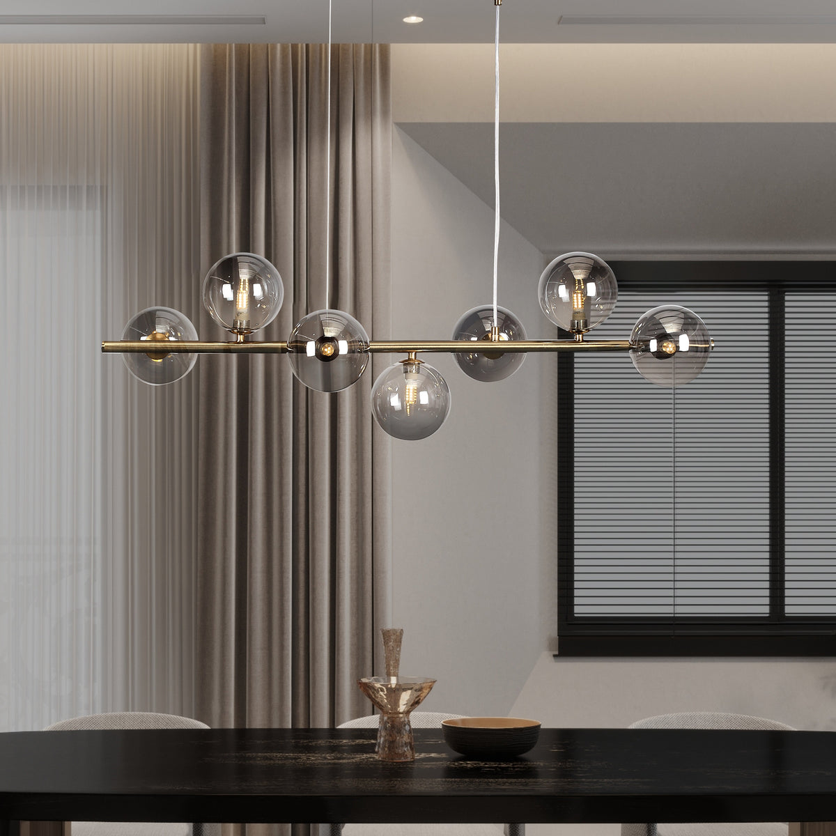 Bubbles Lange Hanglamp 90cm Smoke