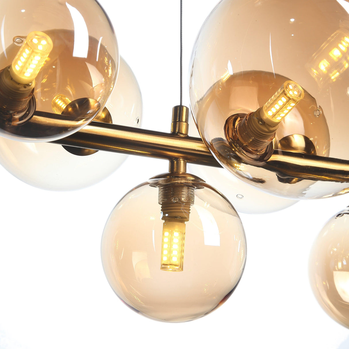 Florence Långbord Taklampa Mässing/Amber-Lampconcept.se