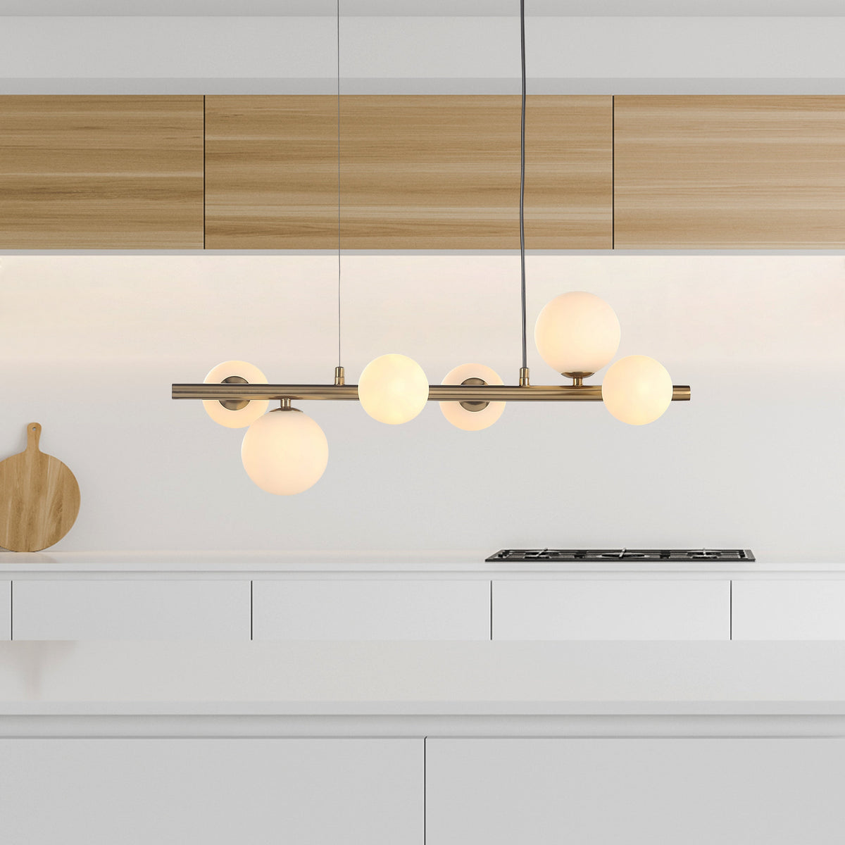 Valencia Small Lange Hanglamp 63cm Messing/Opal