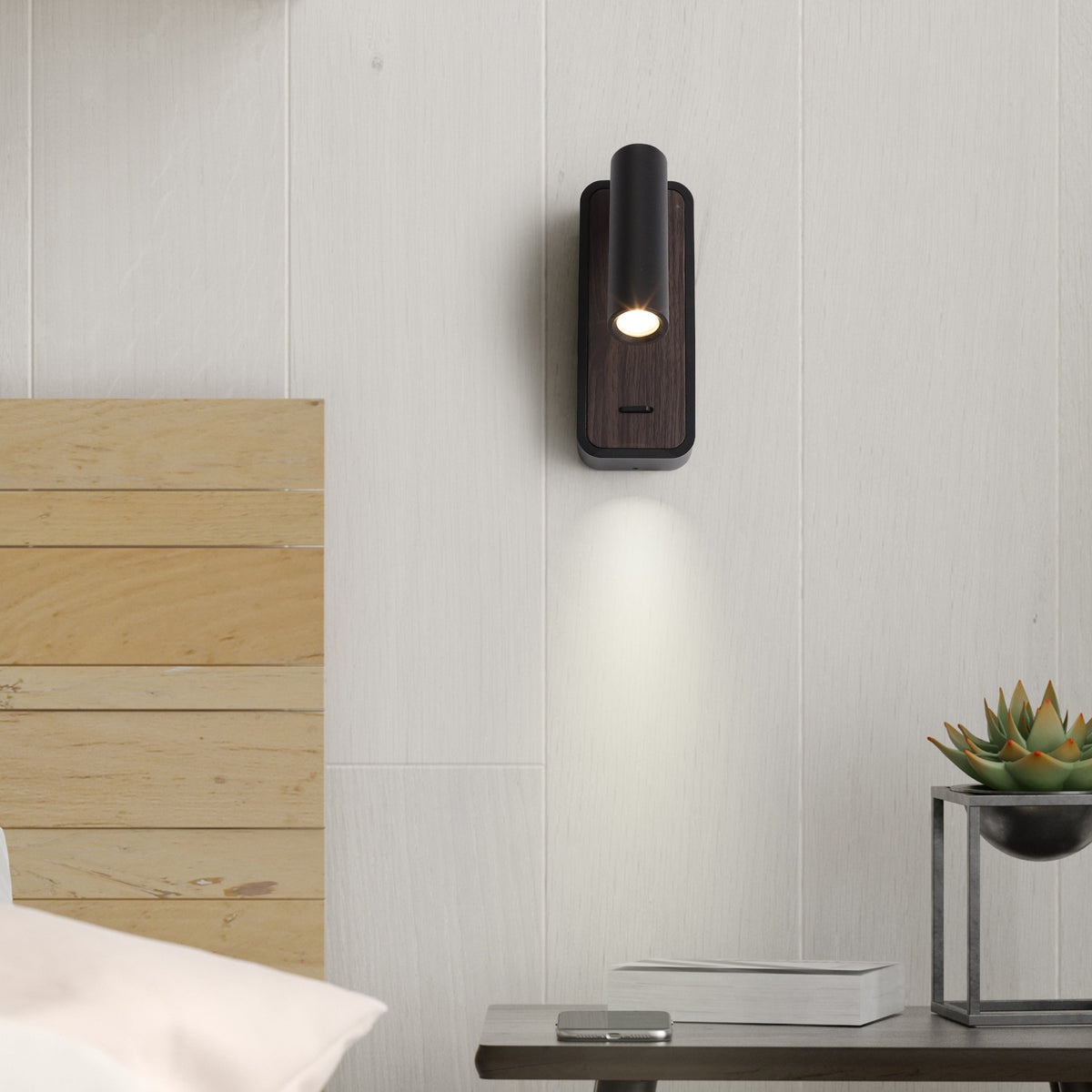 Danta Wandlamp Zwart/Houtlook