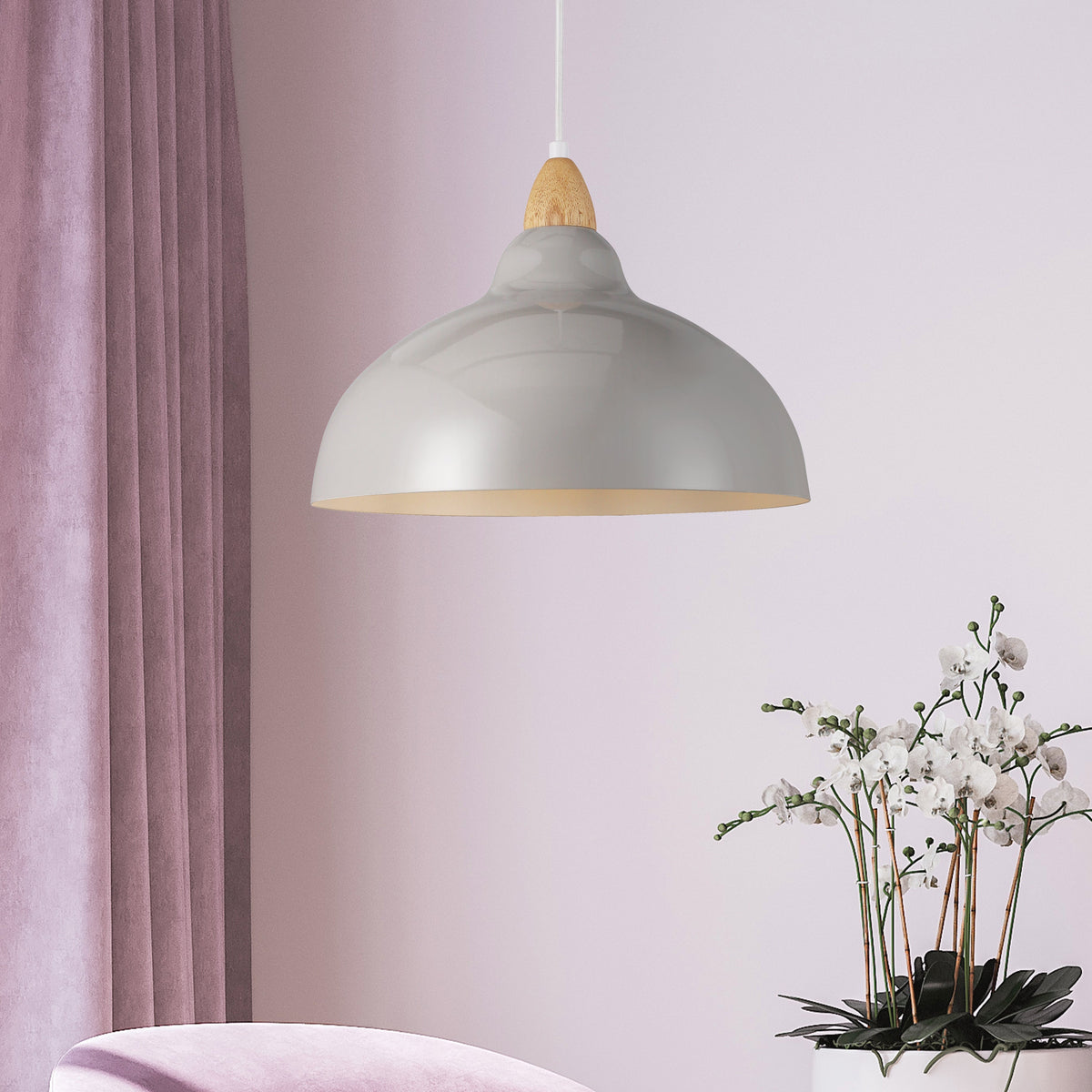 Oak Hanglamp Ø35 Glossy Grijs