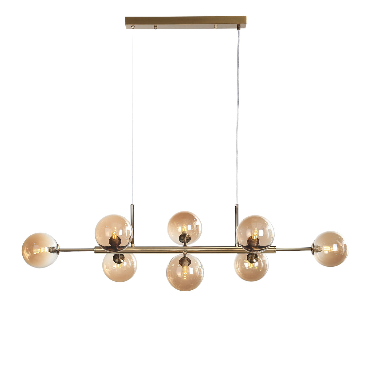 Seti Lange Hanglamp 	Geborsteld Messing/Amber