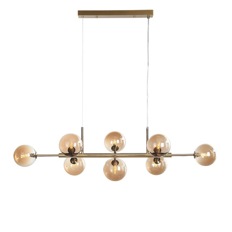 Seti Lange Hanglamp 	Geborsteld Messing/Amber