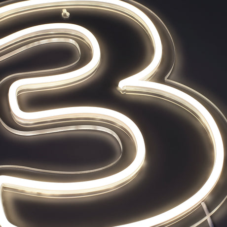 Cijfer 3 Neon Wandlamp
