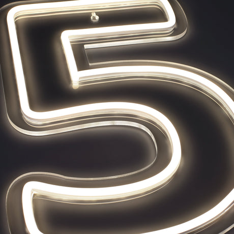 Cijfer 5 Neon Wandlamp