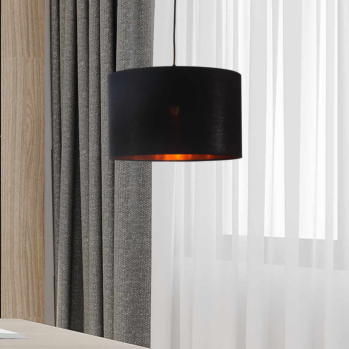 Drum Hanglamp Ø40  Zwart/Messing