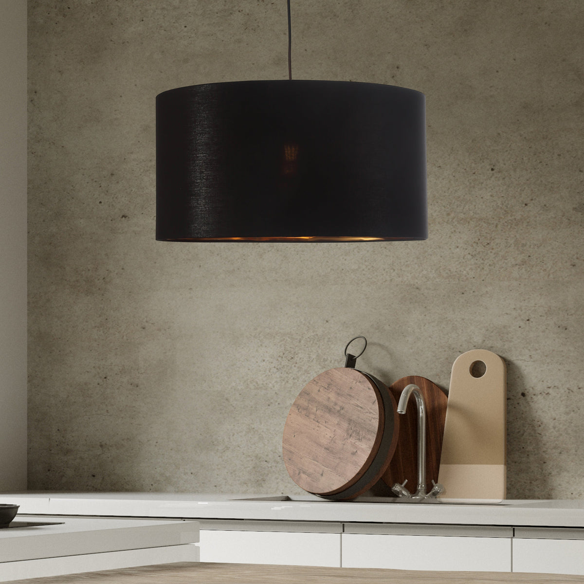 Drum Hanglamp Ø50 Zwart/Messing