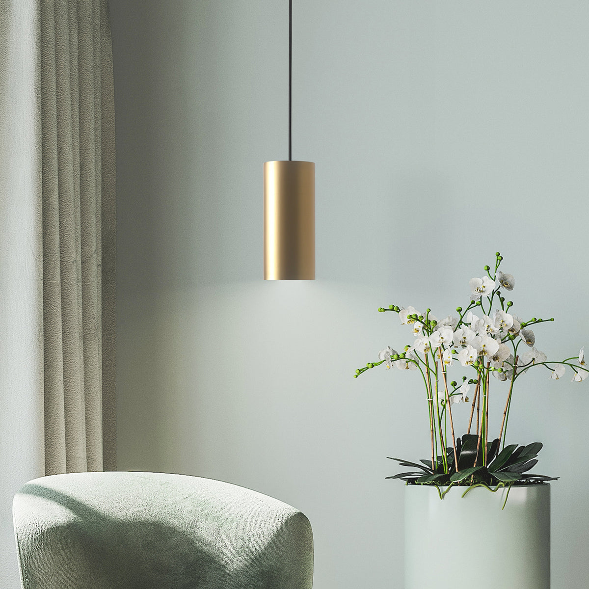 Big Tube Taklampa H27 Borstad Mässing-Lampconcept.se