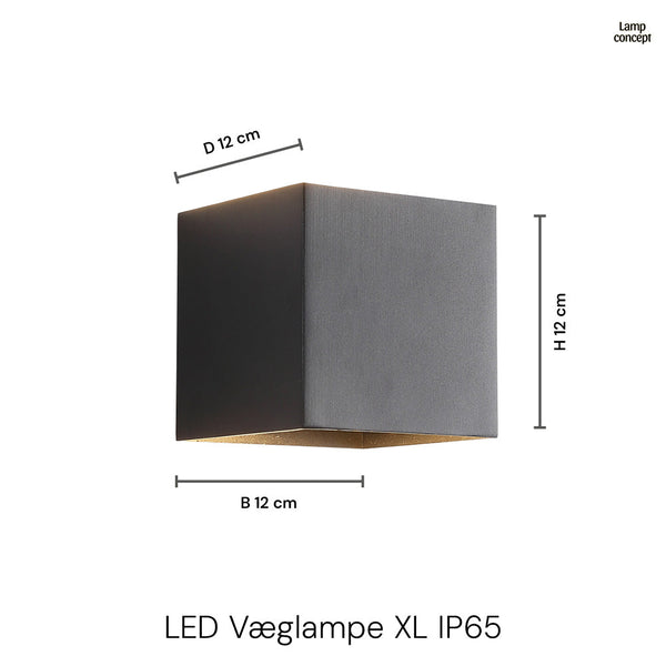 LED Wandlamp XL IP54 12W Buiten Zwart