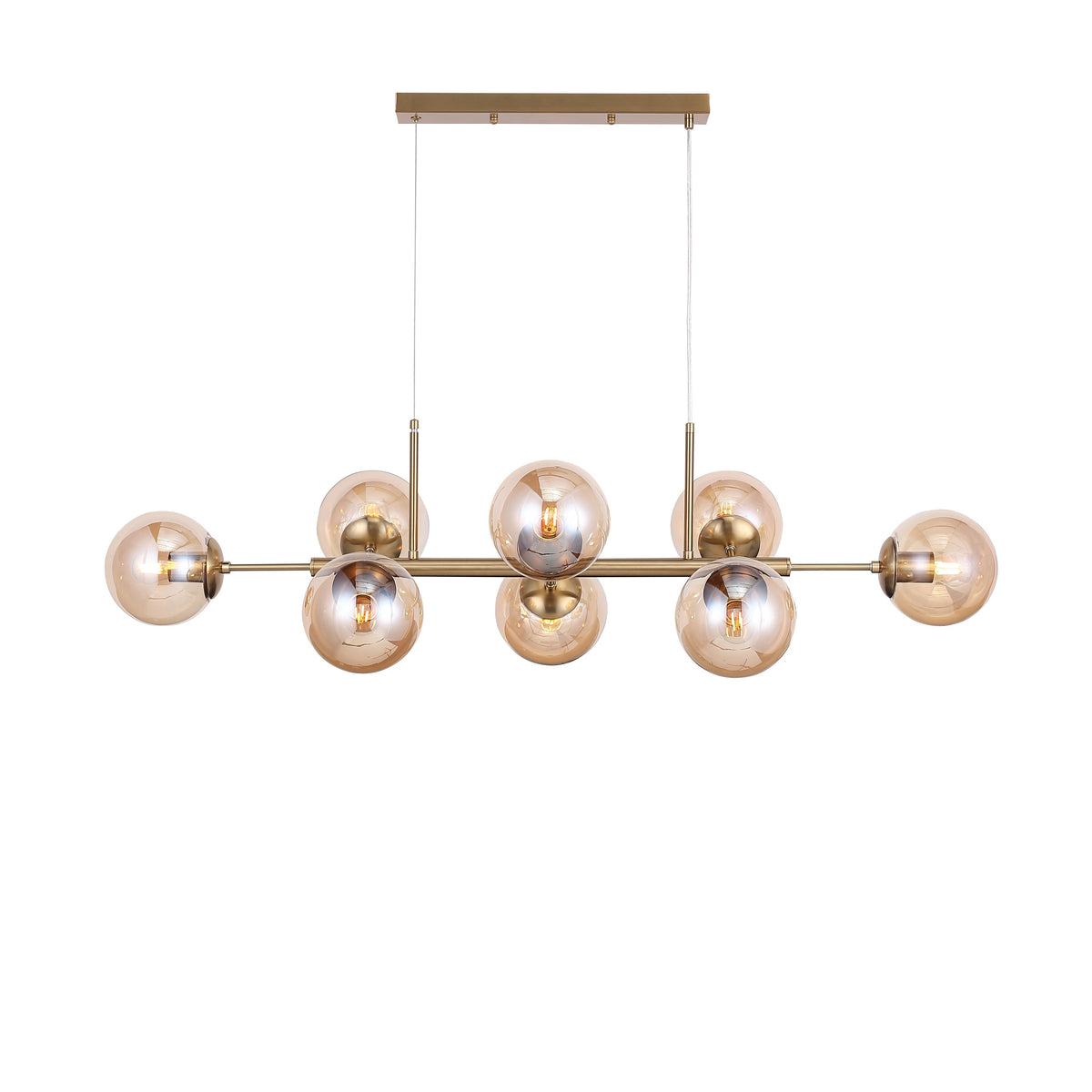 Lugano Lange Hanglamp Messing/Amber