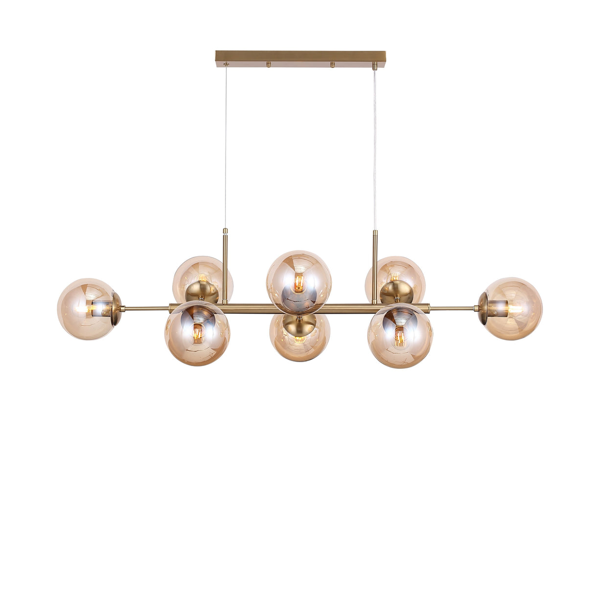 Lugano Lange Hanglamp Messing/Amber