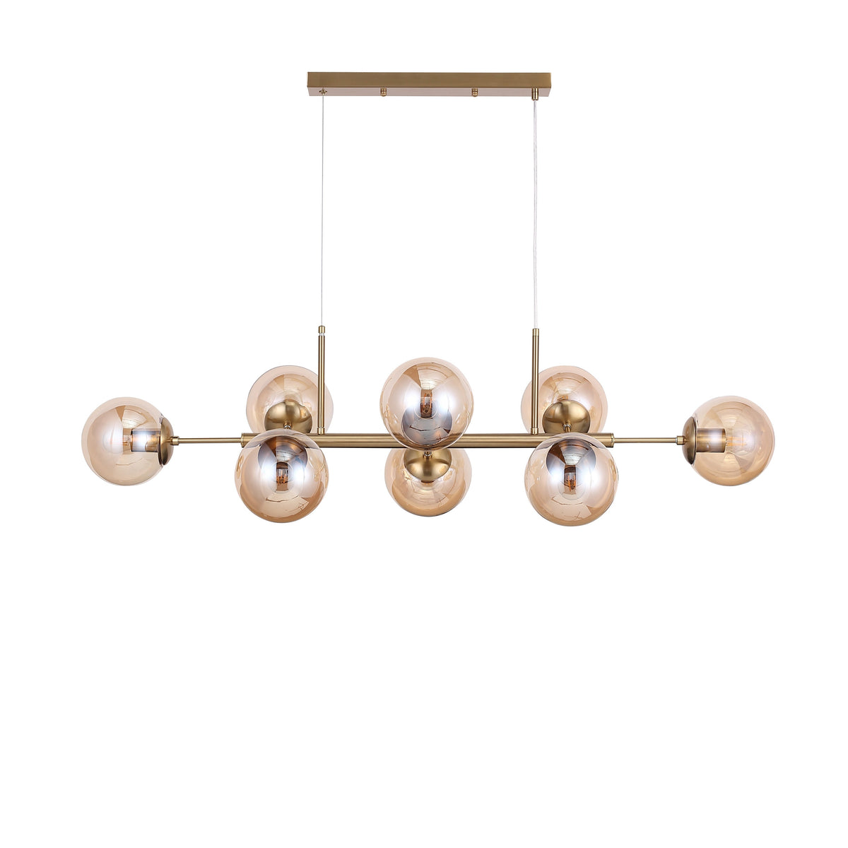 Lugano Lange Hanglamp Messing/Amber