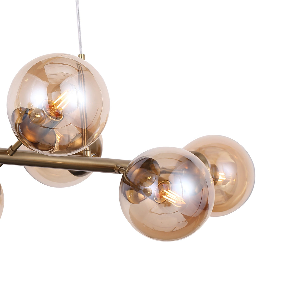 Lugano Lange Hanglamp Messing/Amber