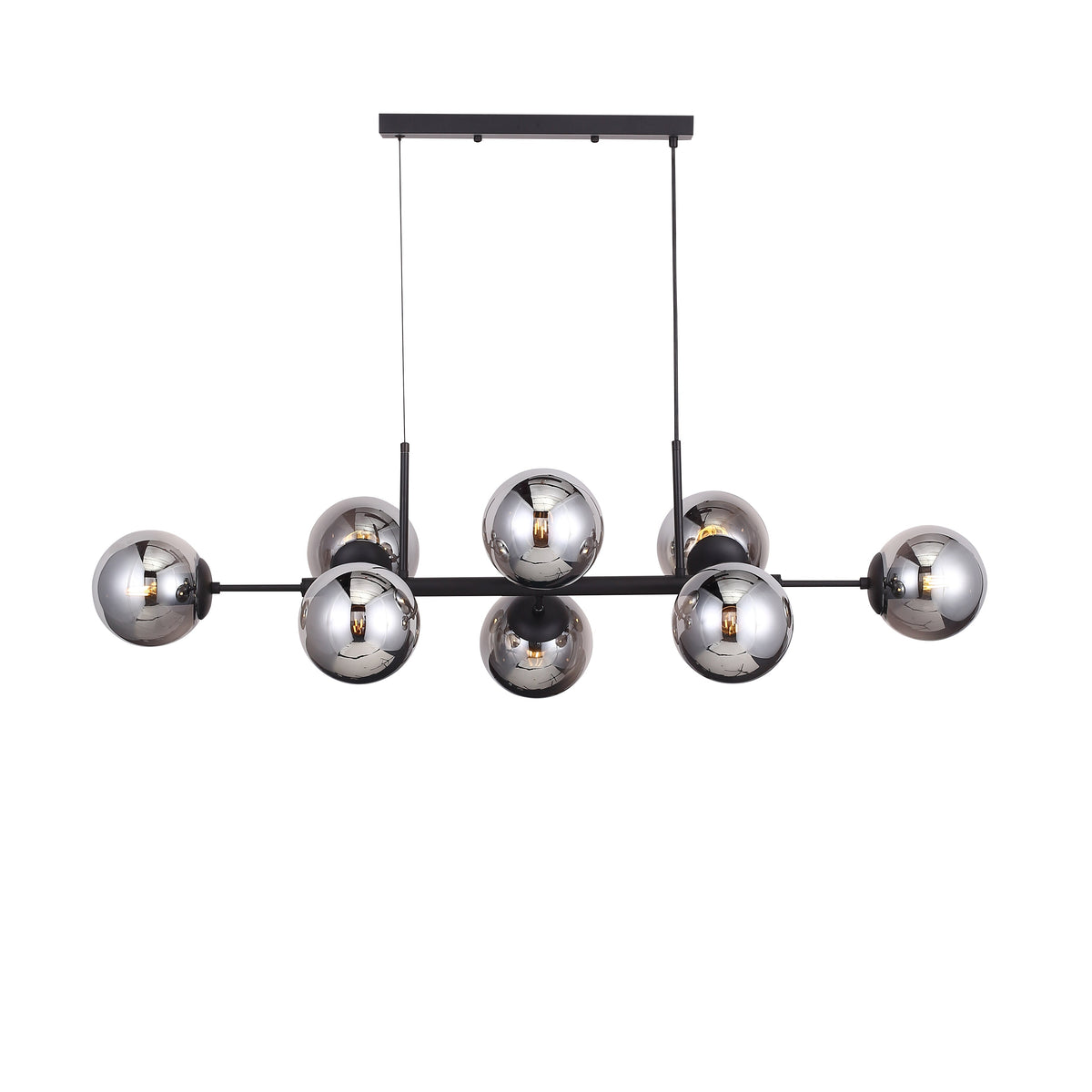 Lugano Lange Hanglamp Zwart/Smoke