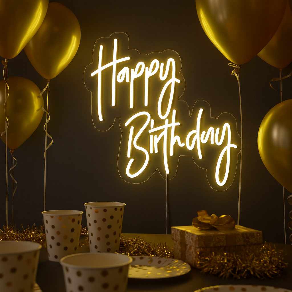 Happy Birthday Neon Wandlamp