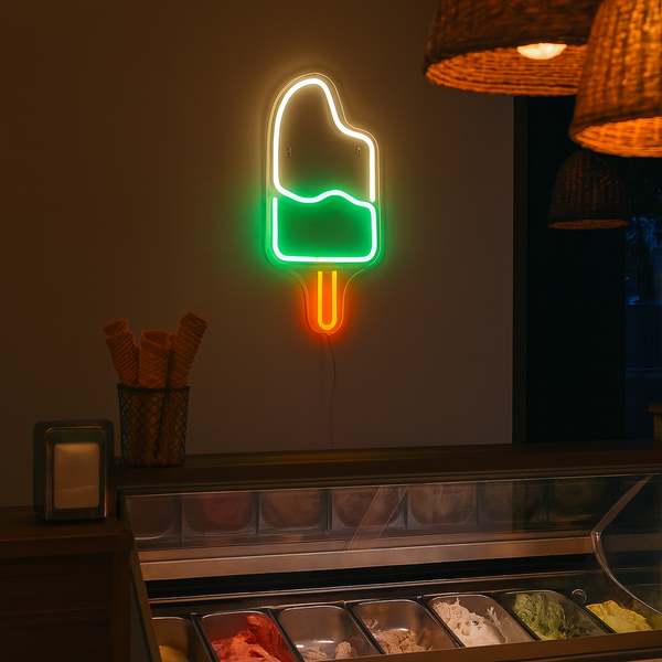 Ice Cream Neon Vägglampa Grön/Vit