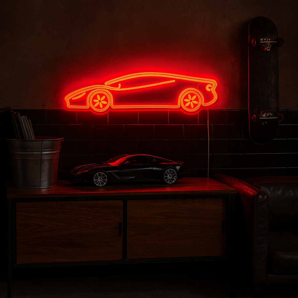 Sportbil Neon Vägglampa