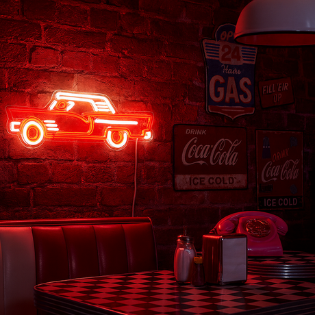 Vintage Car Neon Vägglampa