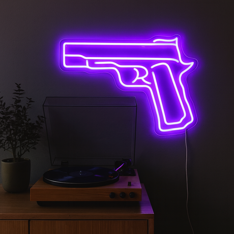 Pistool Neon Wandlamp Blauw