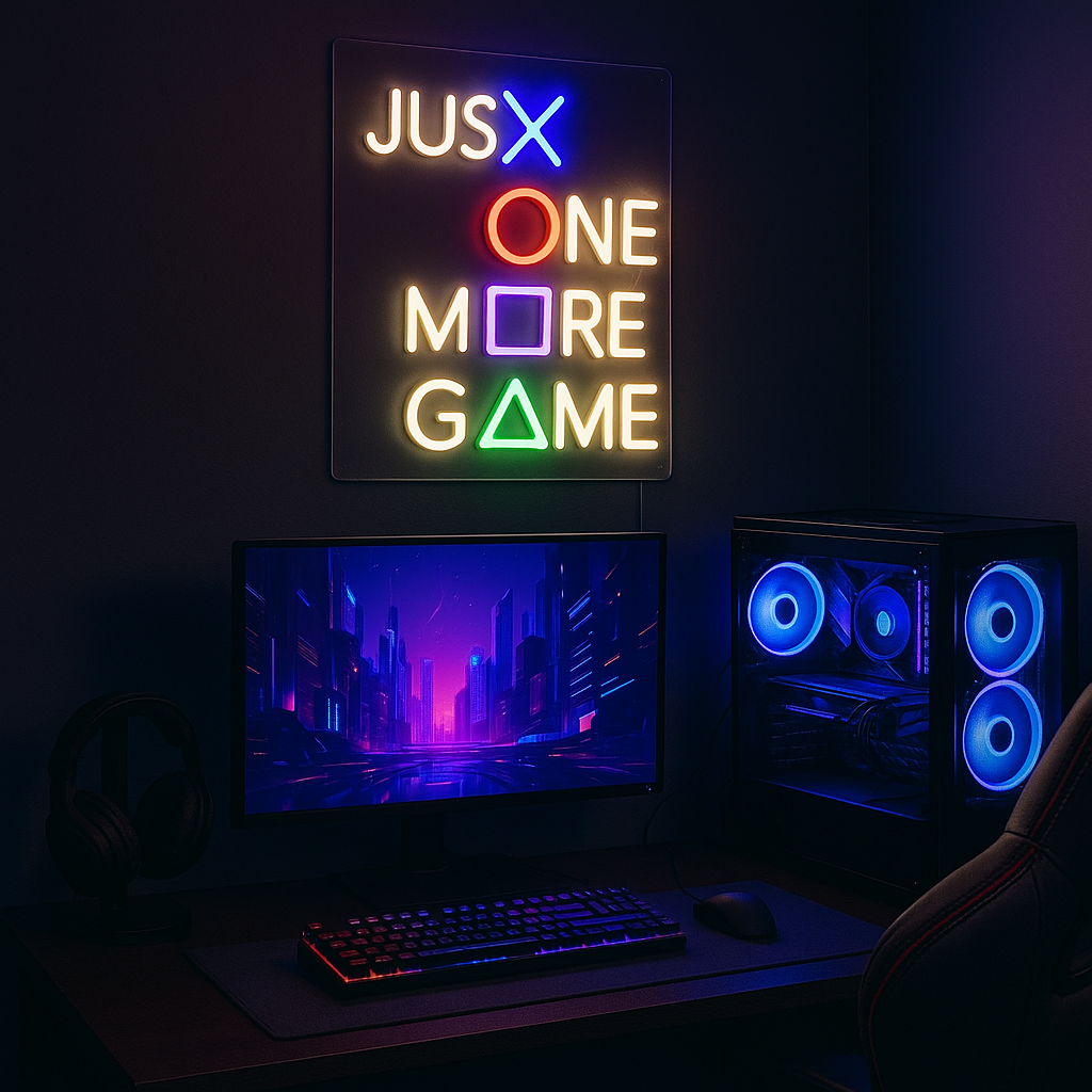 Just One More Game Neon Wandlamp