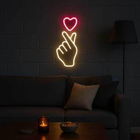 Hart Hand Neon Wandlamp