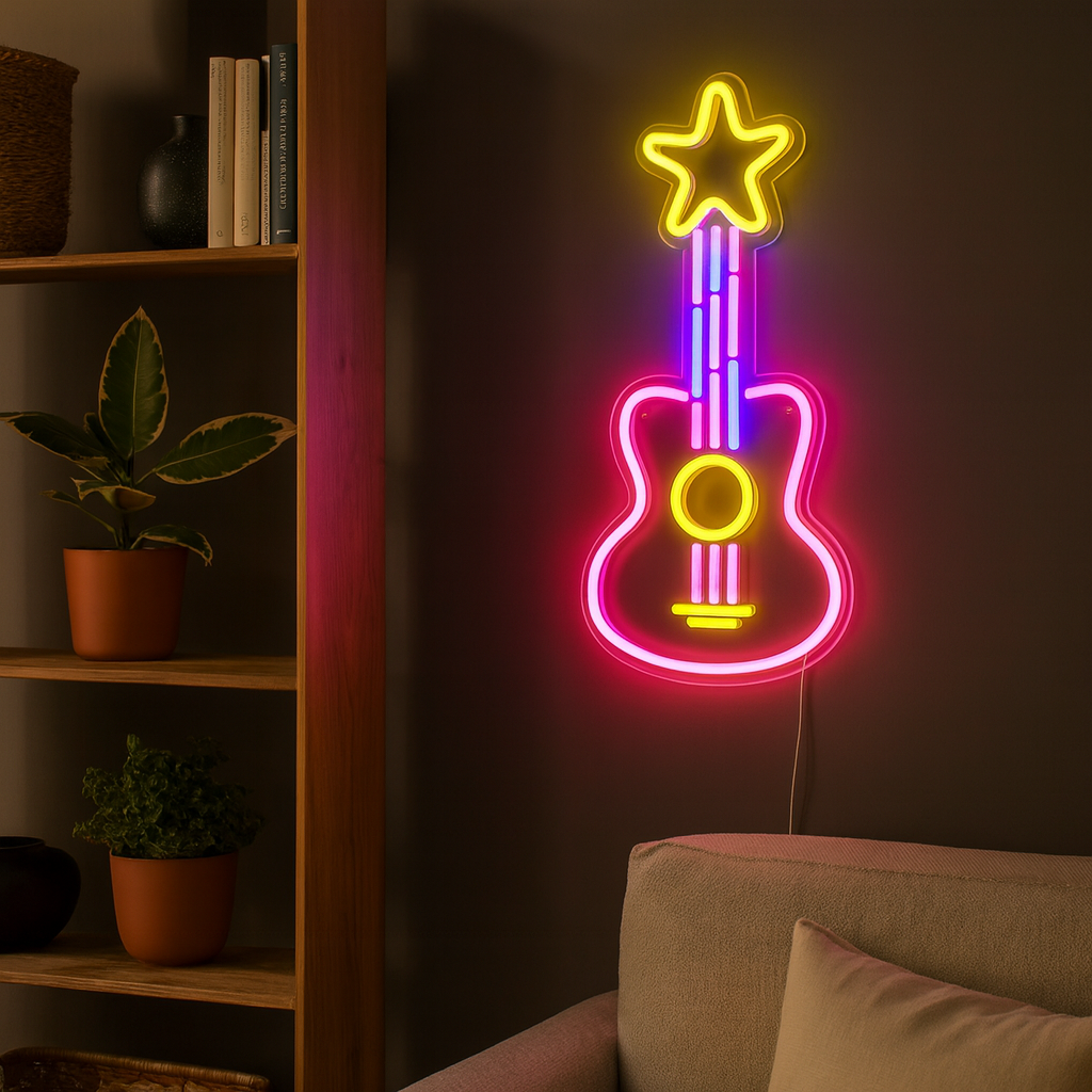 Gitaar Neon Wandlamp