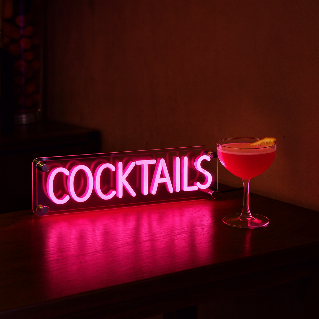 Cocktails LED Neon Box Tafellamp