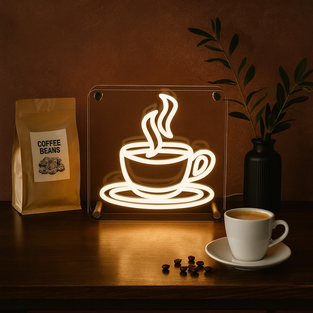 Coffee LED Neon Box Tafellamp