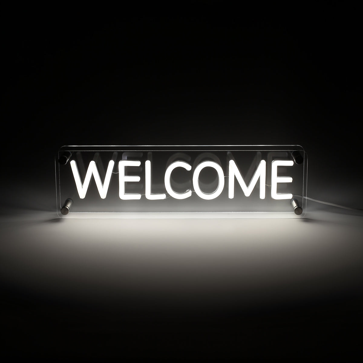 Welcome LED Neon Box Tafellamp