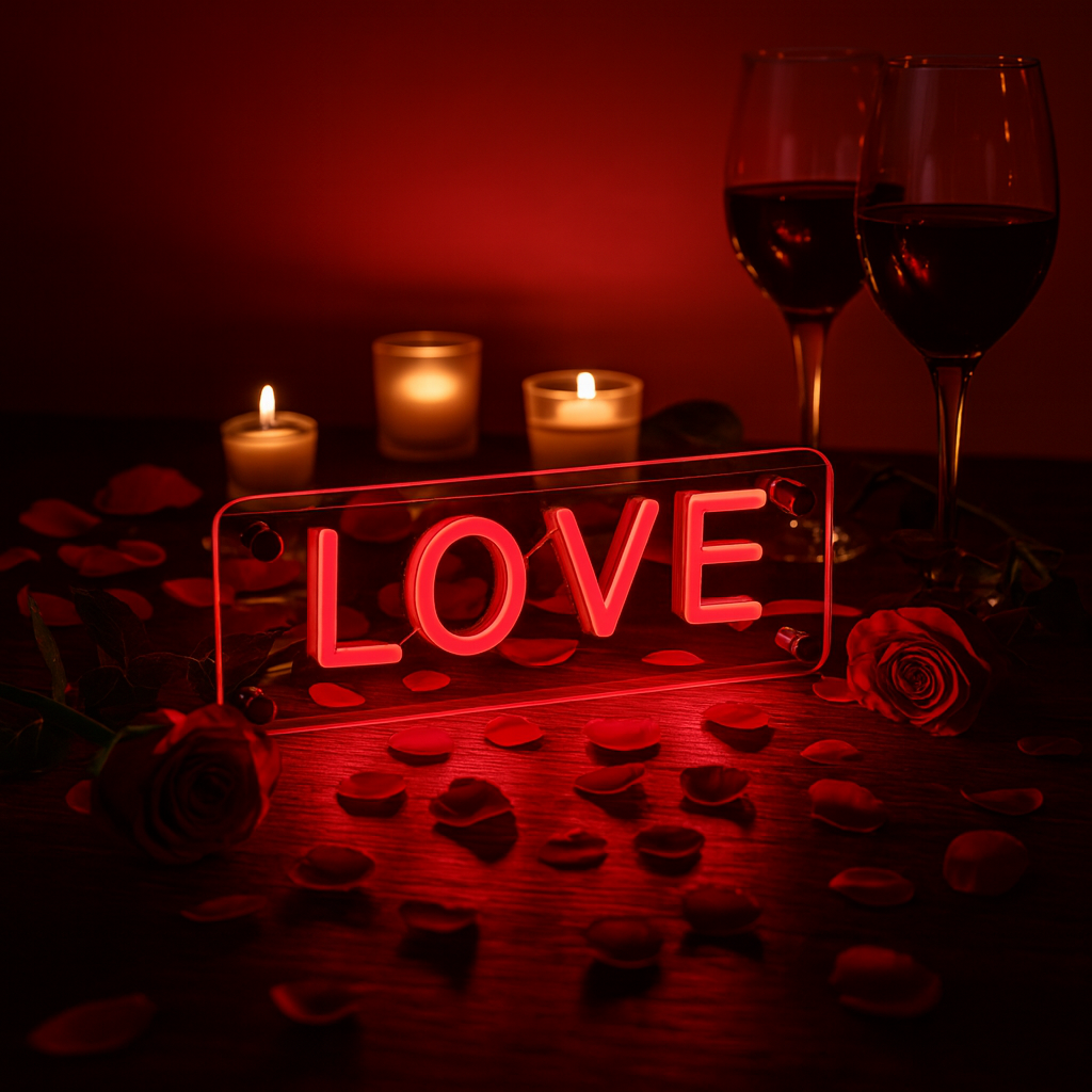 Love LED Neon Box Tafellamp