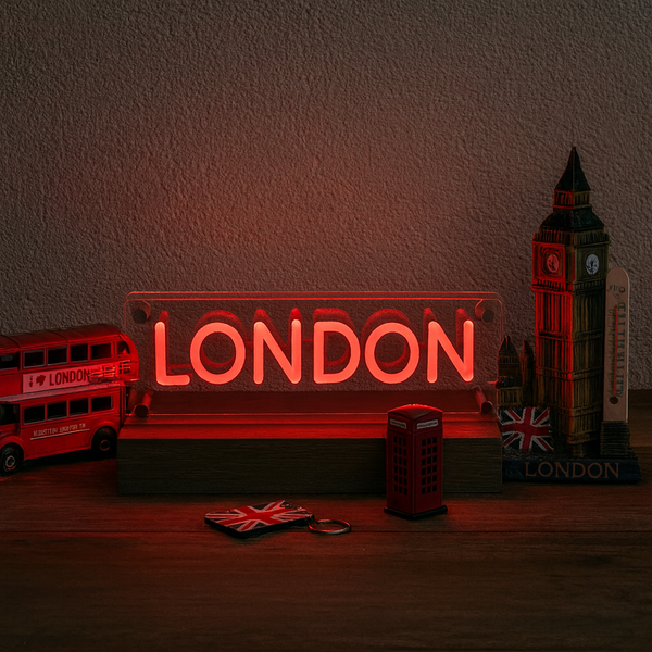London LED Neon Box Tafellamp