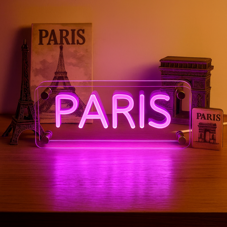 Paris LED Neon Box Tafellamp