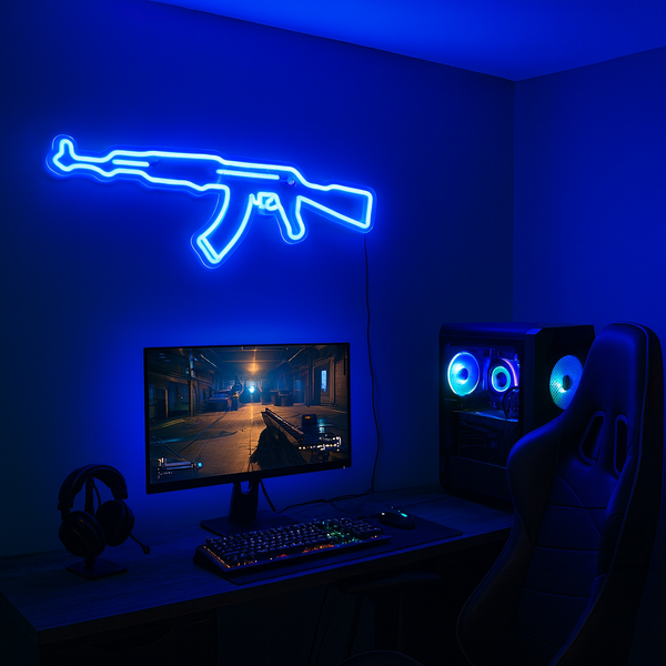 AK-47 Neon Wandlamp Blauw