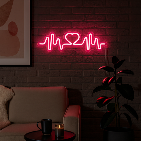 Hartslag Neon Wandlamp Roze