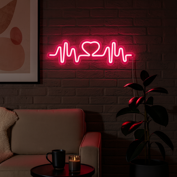 Hartslag Neon Wandlamp Roze