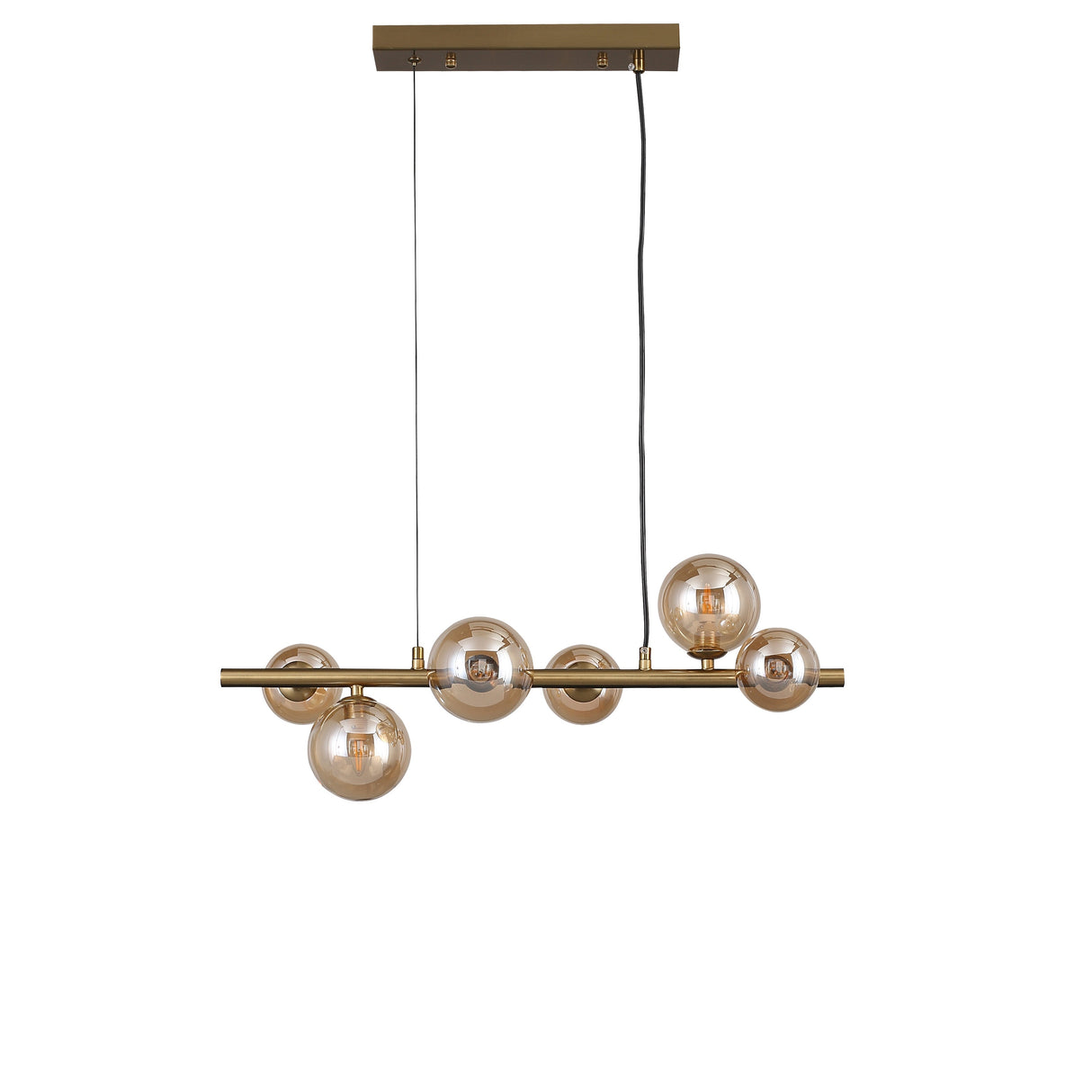 Valencia Lange Hanglamp 63cm Messing/Amber