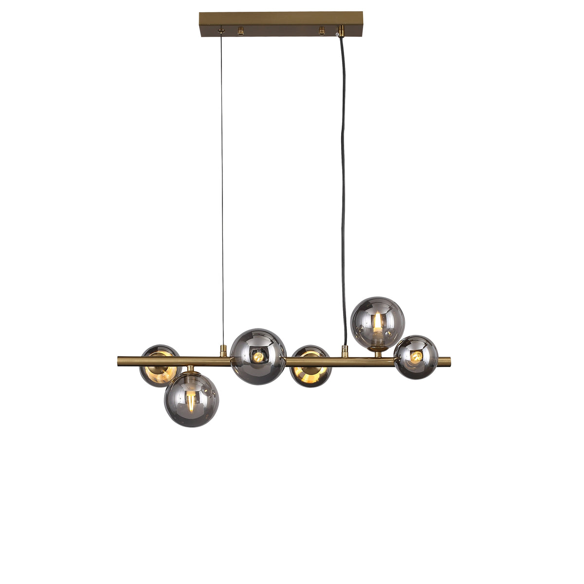 Valencia Lange Hanglamp 63cm Messing/Smoke