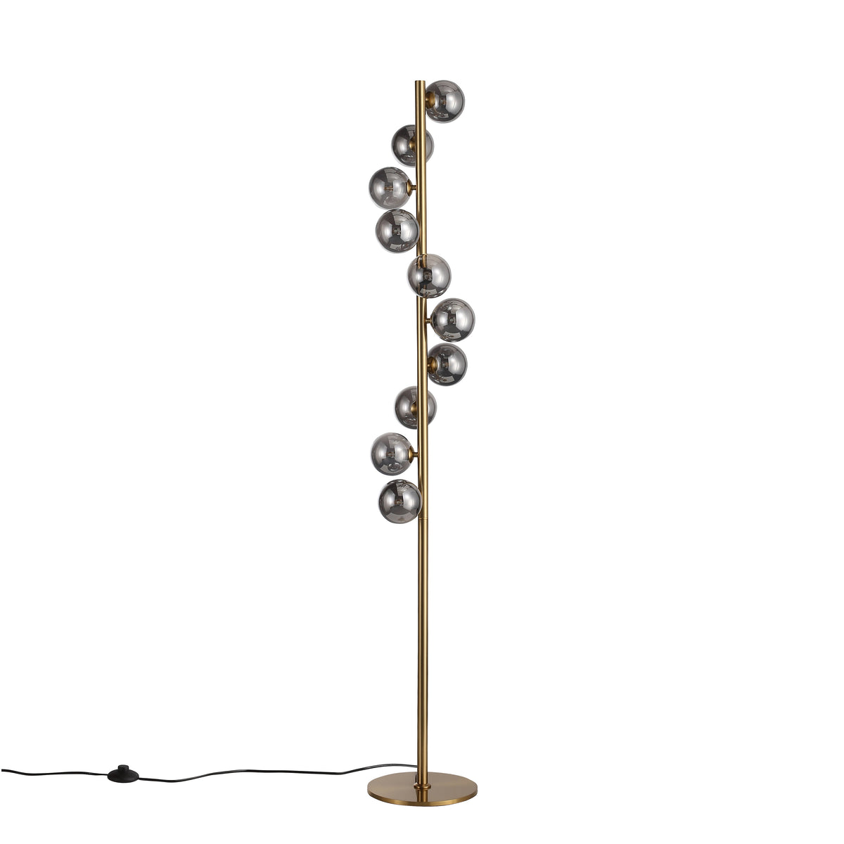 Trento Vloerlamp Messing/Gerookt Glas