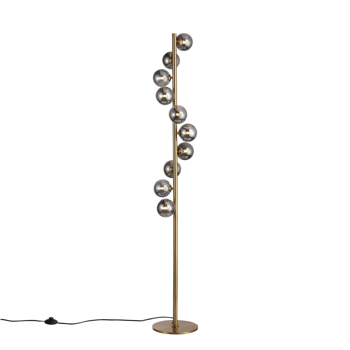 Trento Vloerlamp Messing/Gerookt Glas