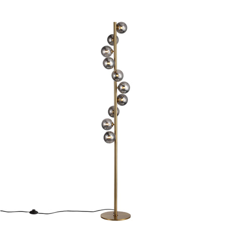 Trento Vloerlamp Messing/Gerookt Glas