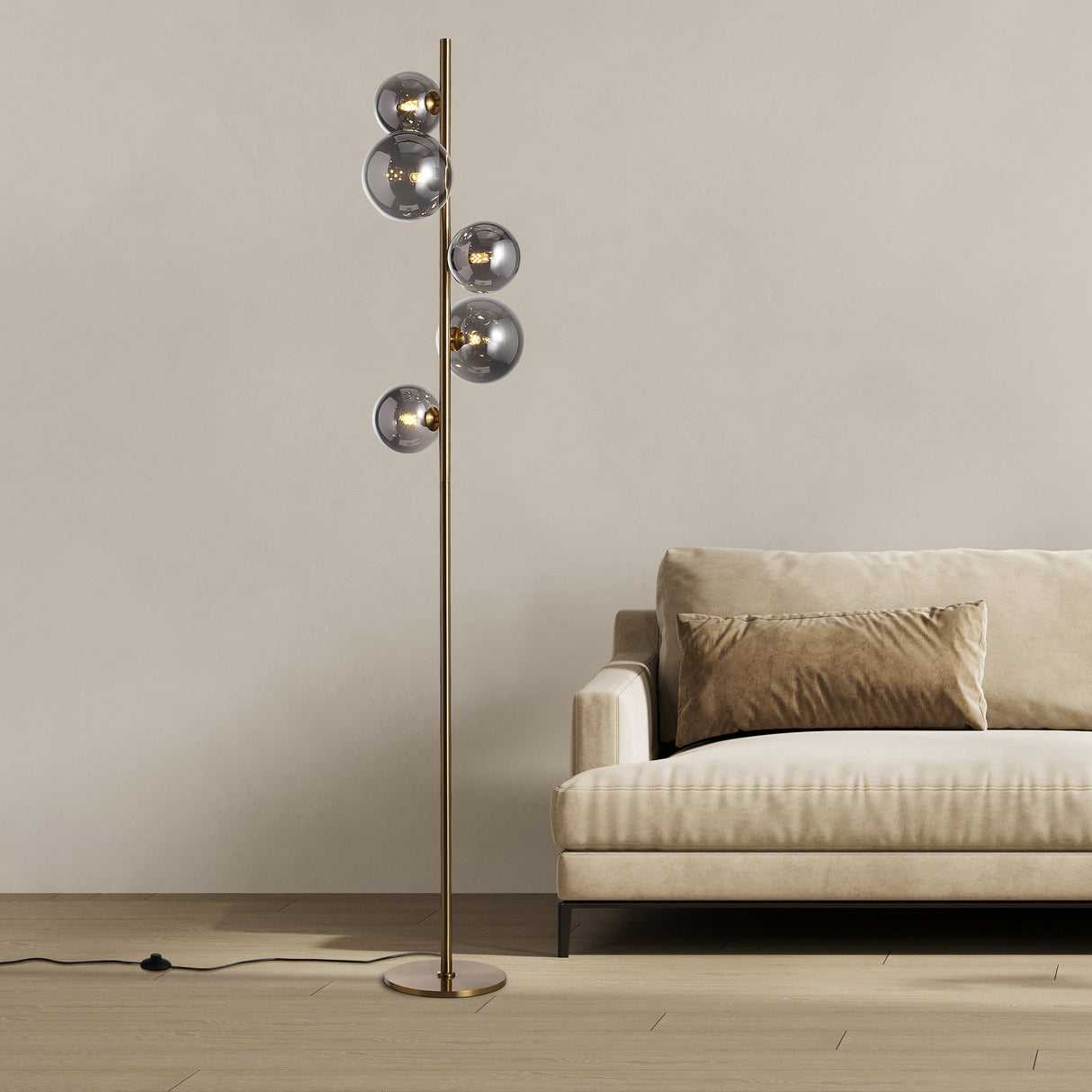 Valencia Vloerlamp Messing/Smoke