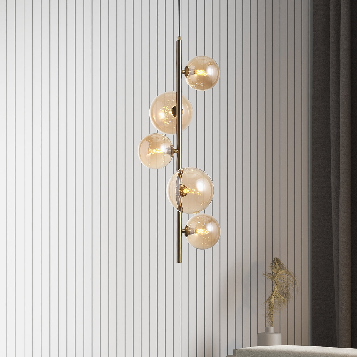 Valencia Hoekhanglamp Messing/Amber