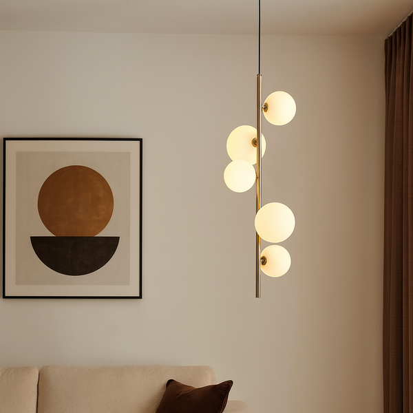 Valencia Hoekhanglamp Messing/Opal